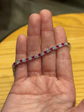 Pulsera de Plata con Moissanita y Rubíes lab 3mm