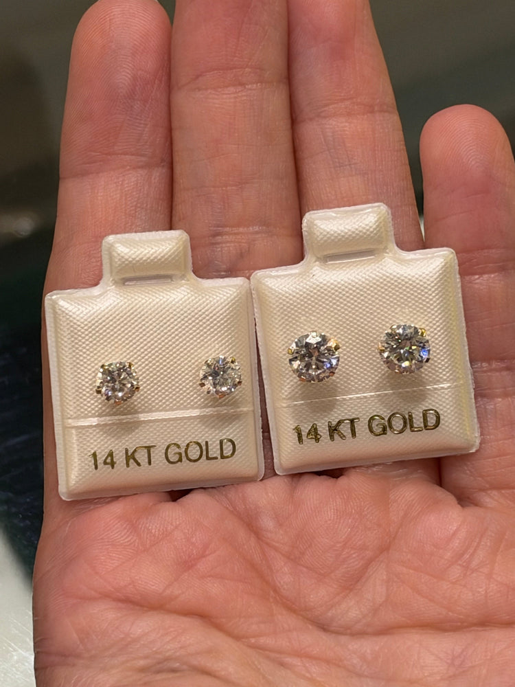 Aretes Broqueles de Oro Garantizado con Moissanitas