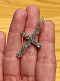 Cruz de Plata con Moissanita 4mm para Cadena Tenis