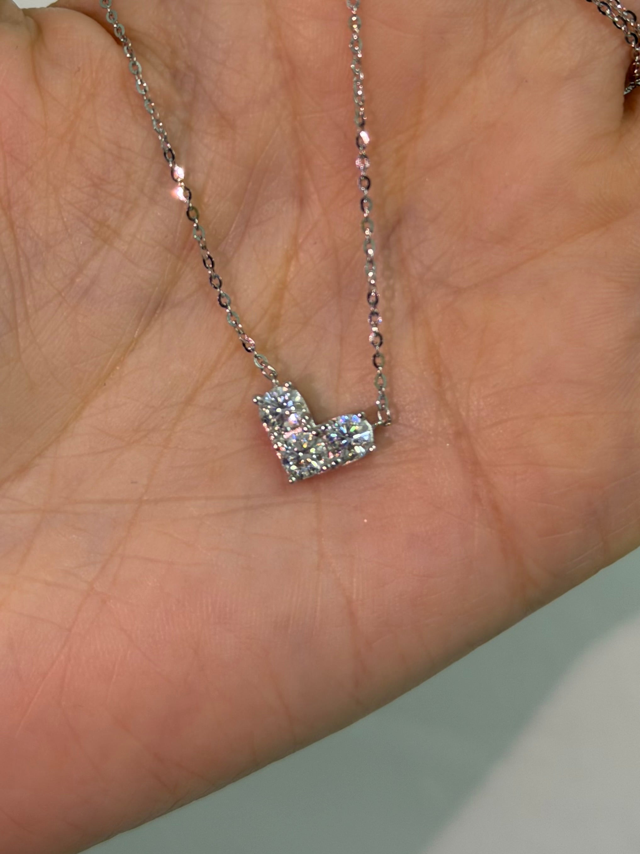 Collar Corazón de Plata con Moissanita