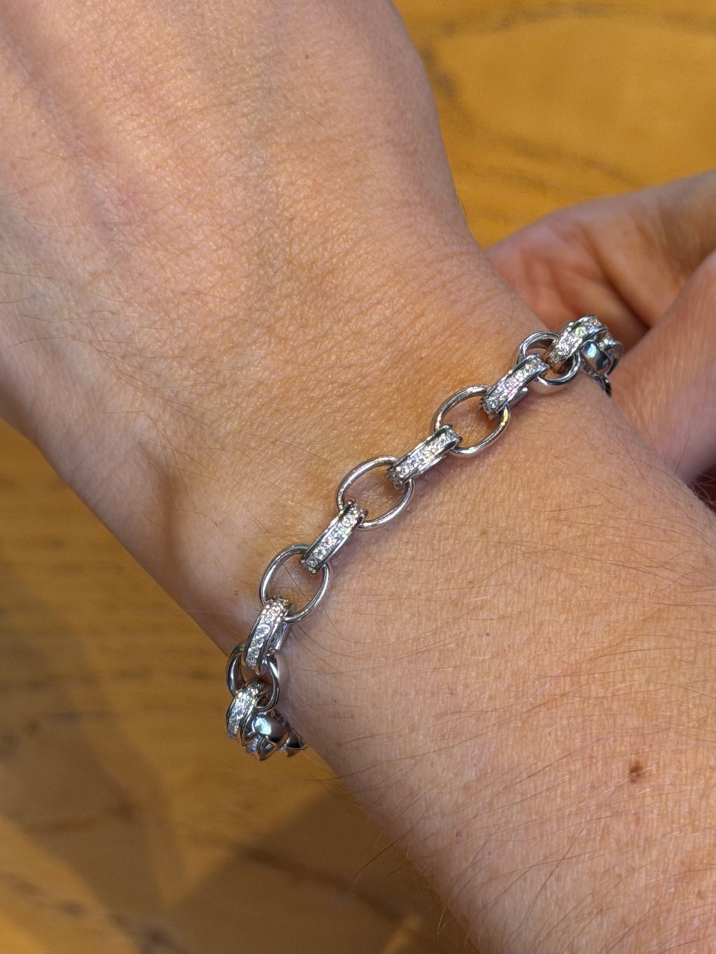 Pulsera de Eslabones de Plata con Moissanita