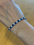 Pulsera Tenis de Plata con Moisanita y Zafiro Lab