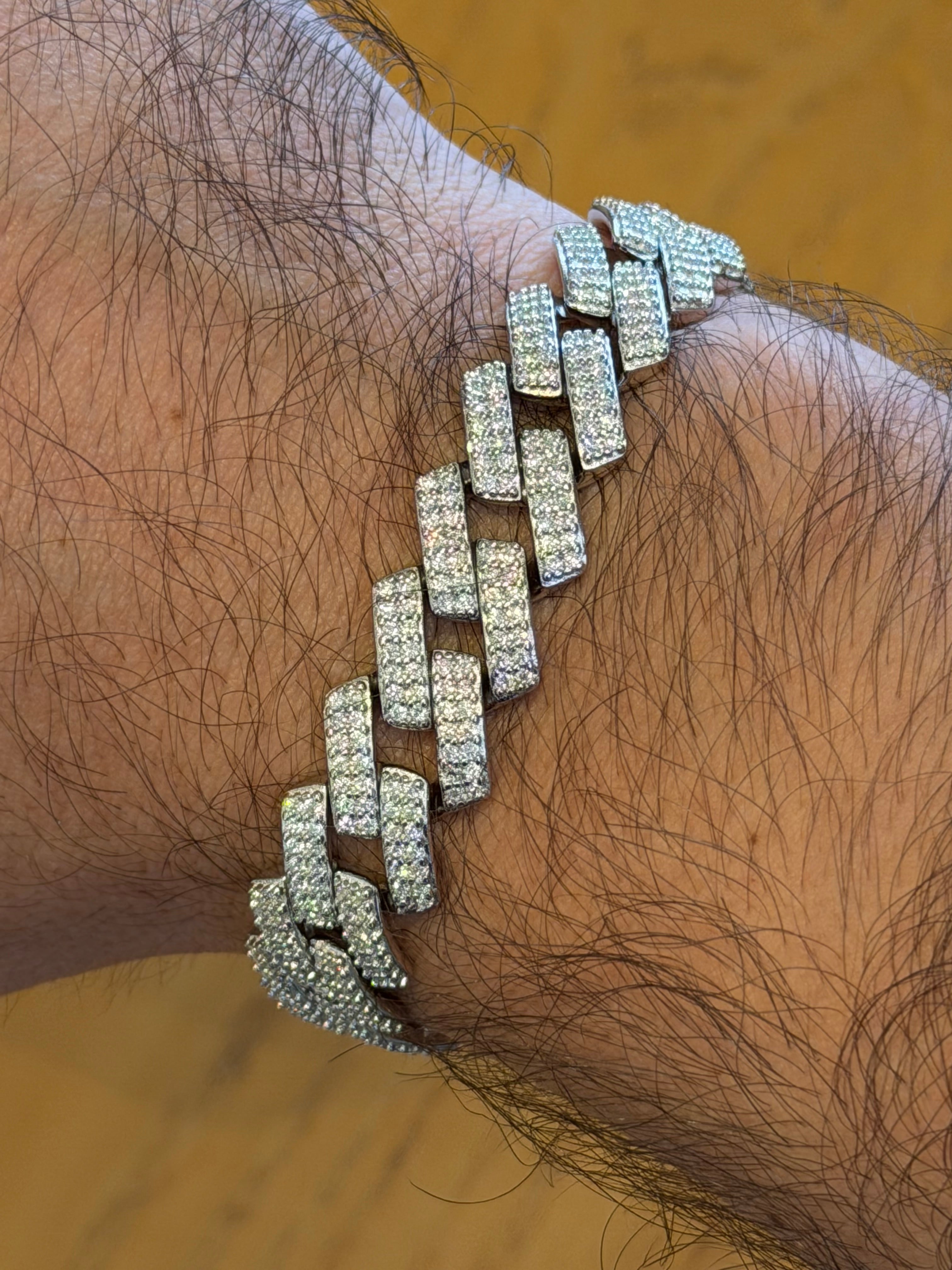 Pulsera Miami ICE 10mm Plata Moissanita