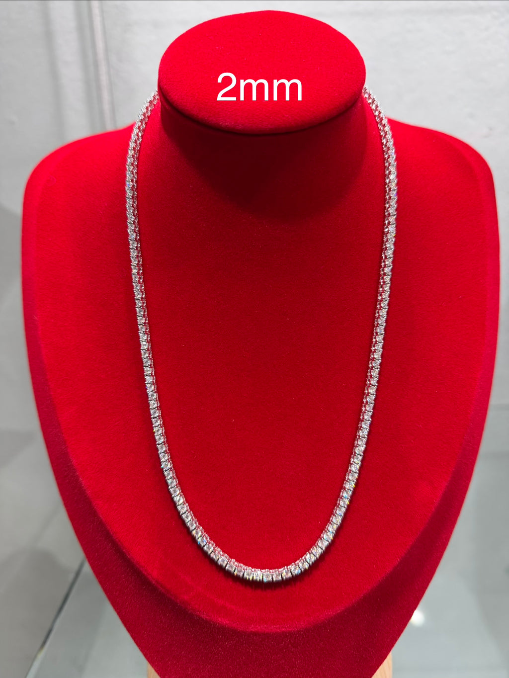 Cadena Tenis de Plata con Moissanita 2mm 45cm