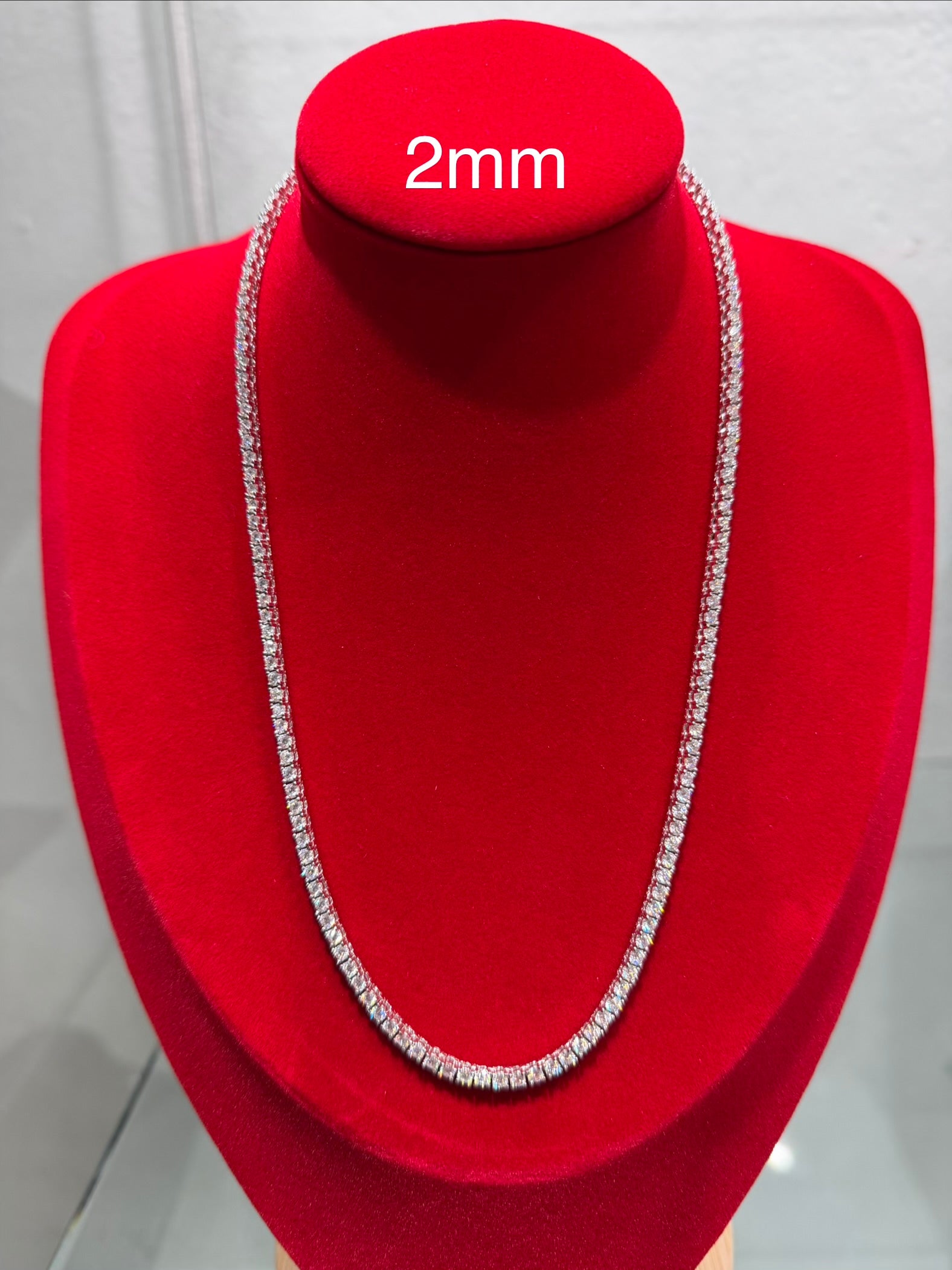 Cadena Tenis de Plata con Moissanita 2mm 45cm