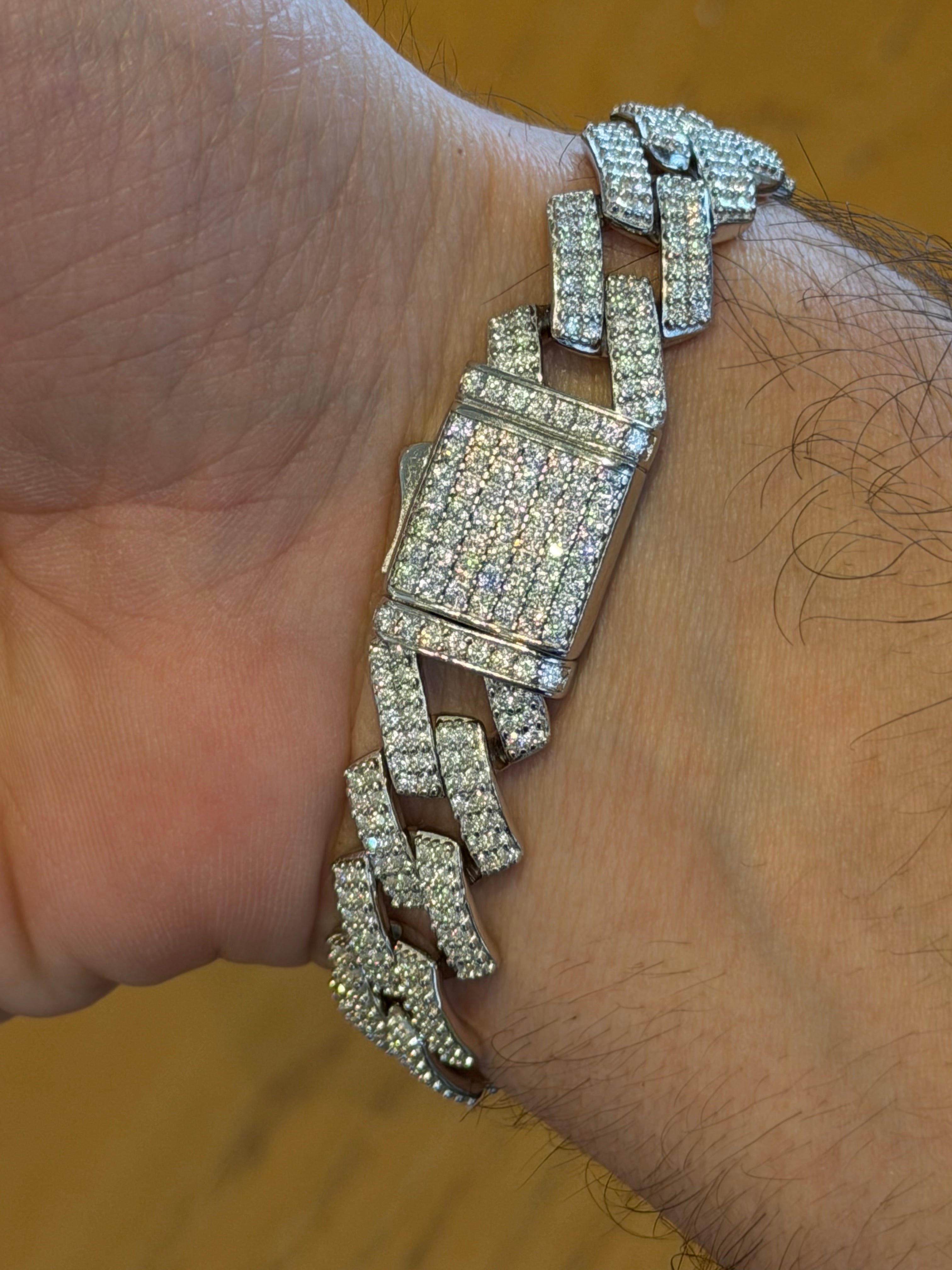 Pulsera Miami ICE 10mm Plata Moissanita