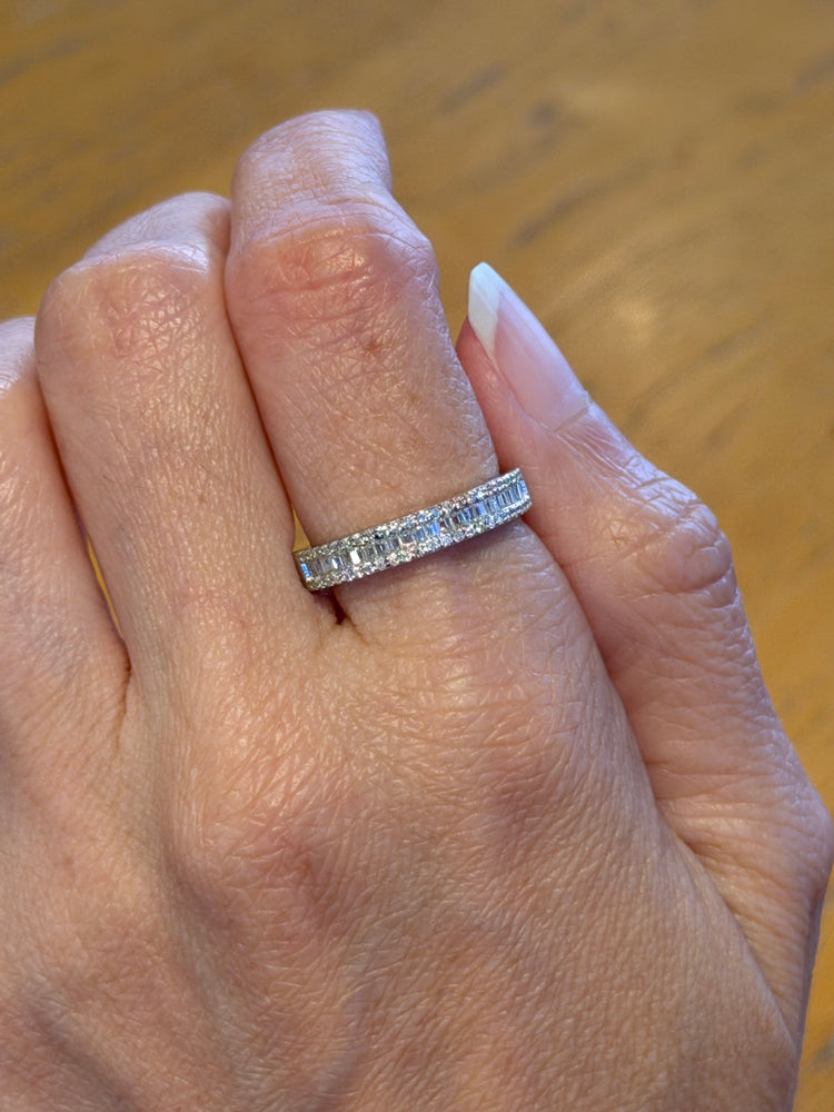 Anillo de Plata con Moissanita Baguette y Brillante