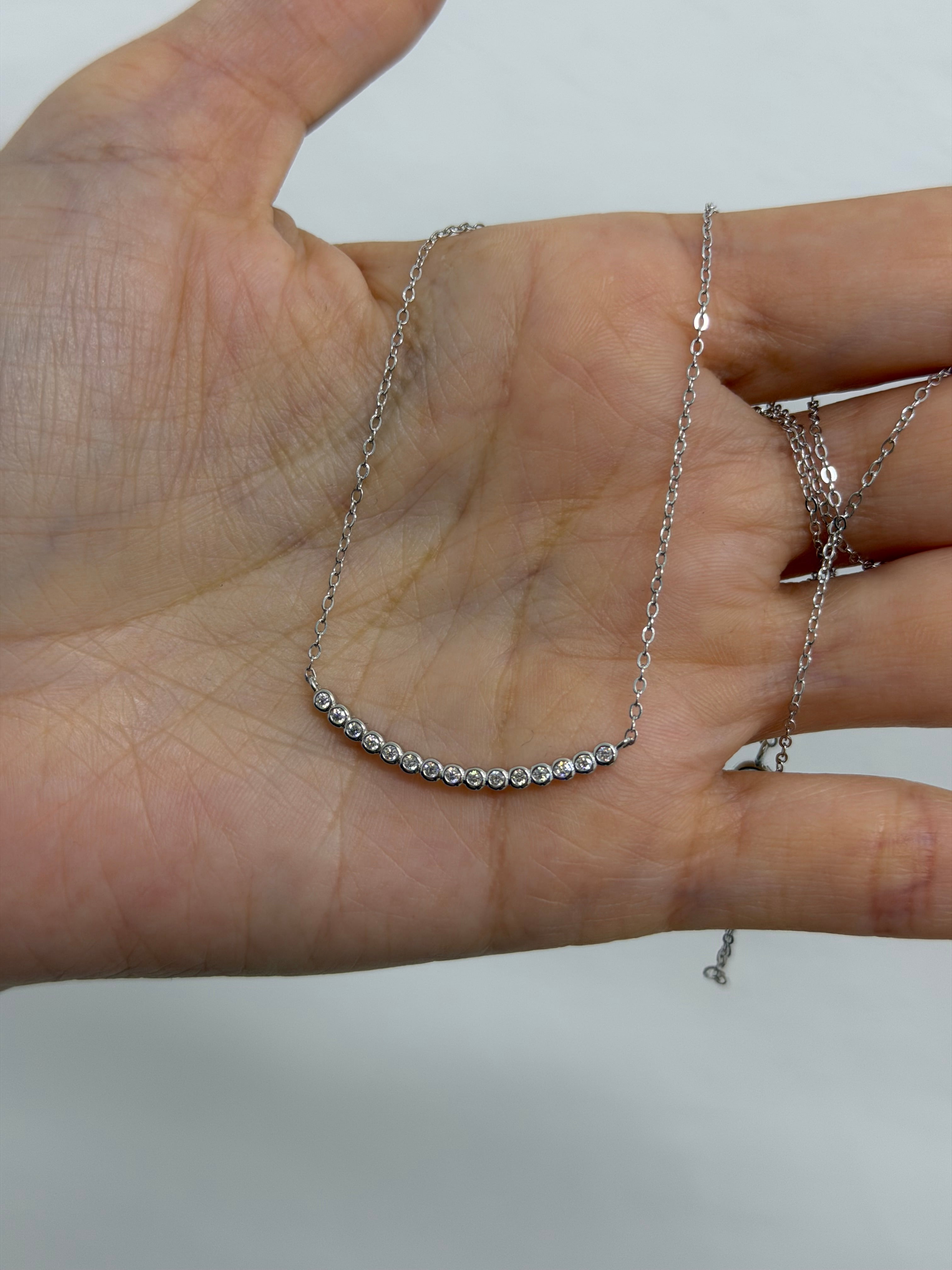 Collar Sonrisa Bolitas de Plata con Moissanitas