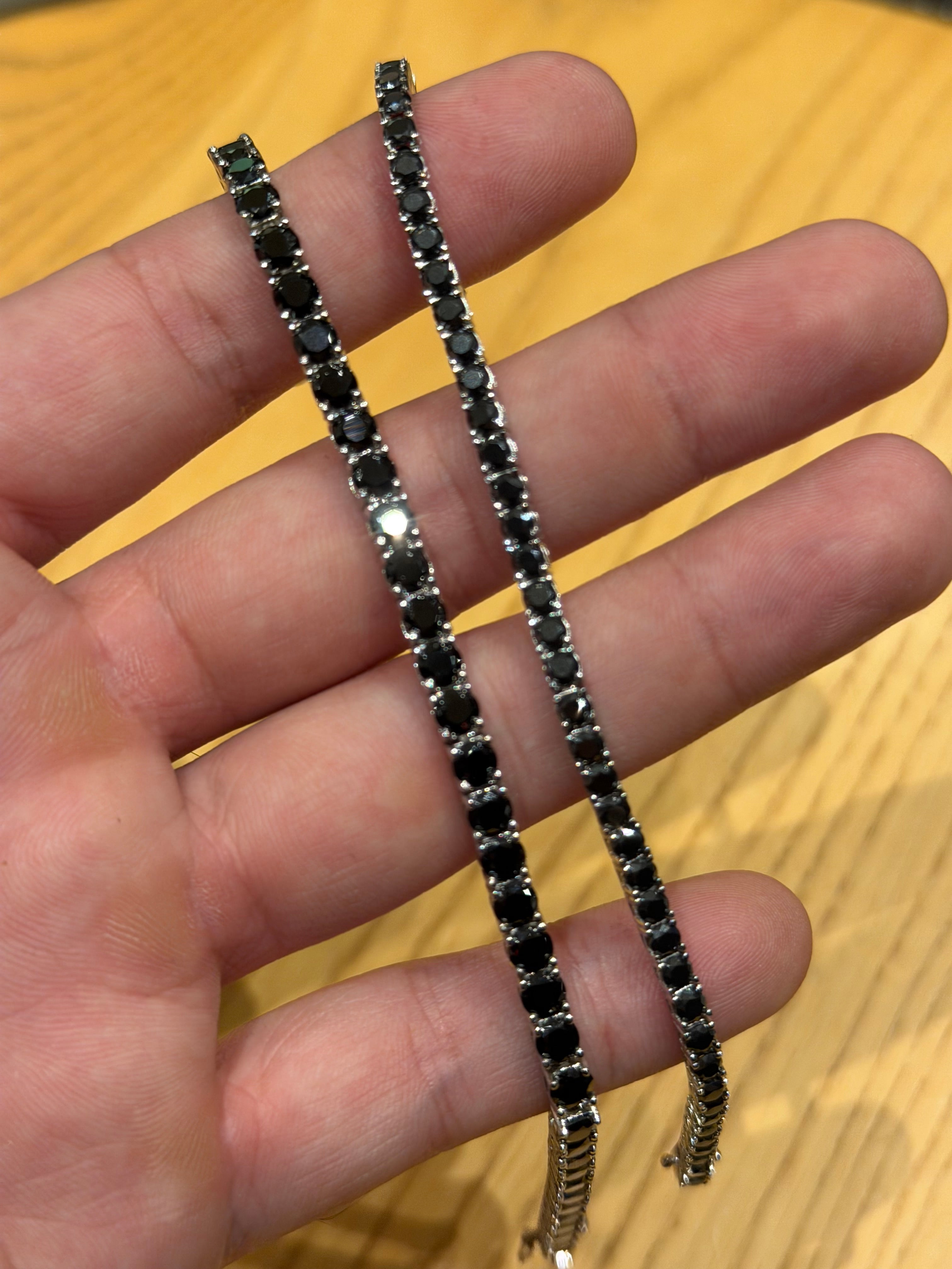 Pulseras Tenis de Plata con Moissanita Negra