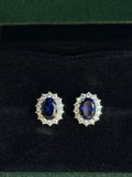 Aretes Diana de Plata con Moissanitas y Zafiro Lab