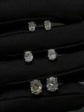 Aretes Solitario de Plata con Moissanita Oval