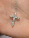 Cruz con Cadena de Plata con Moissanita 3mm