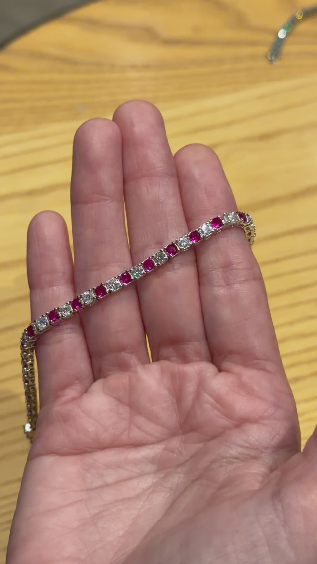 Pulsera de Plata con Moissanita y Rubíes lab 3mm