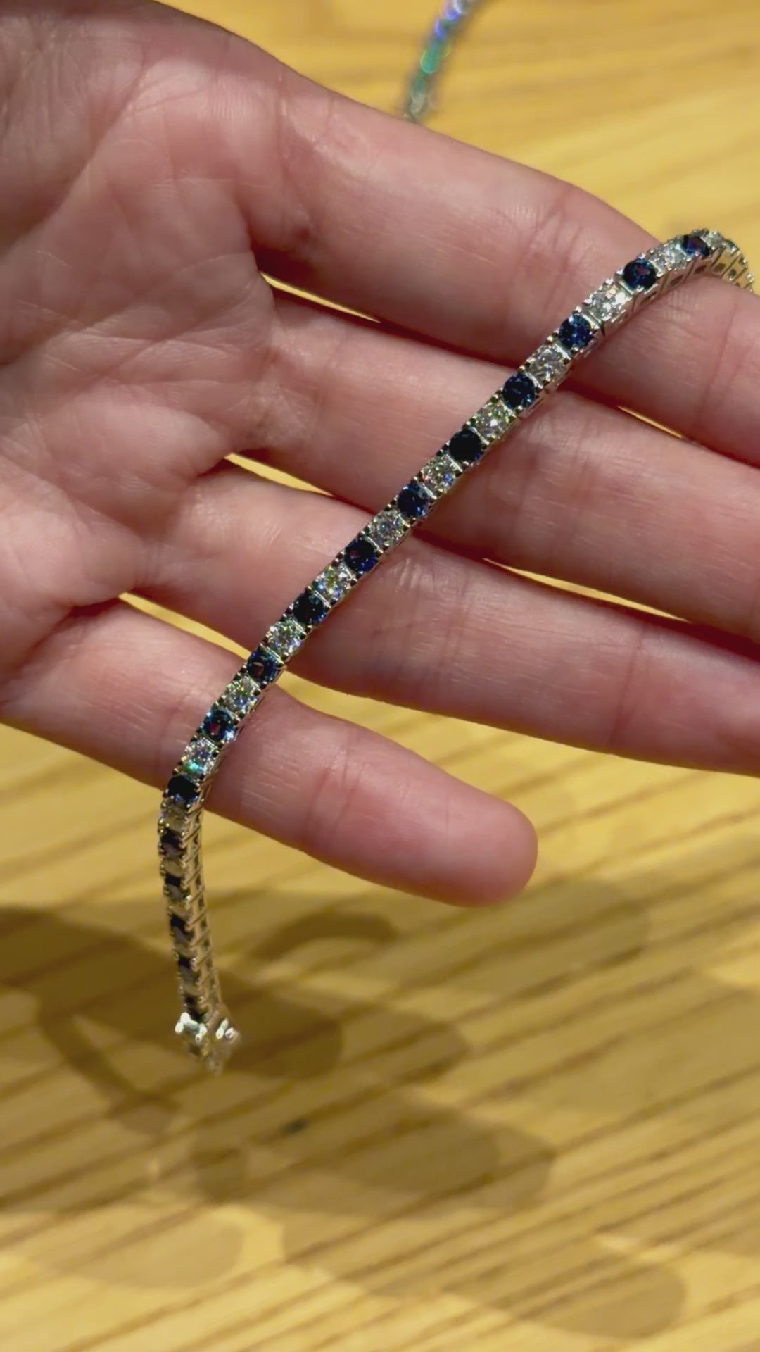 Pulsera Tenis de Plata con Moissanita y Zafiros Lab 3mm
