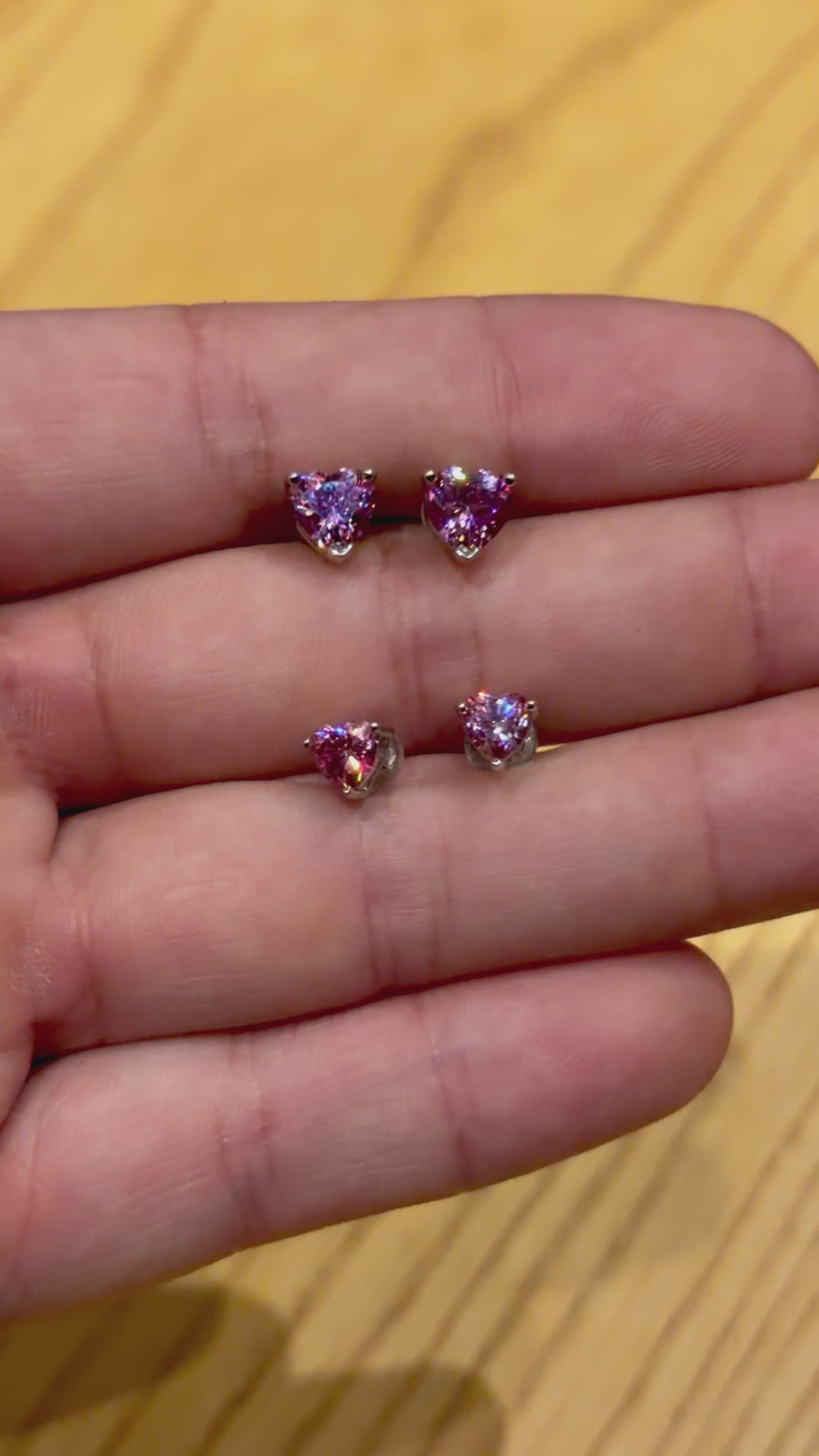 Aretes de Plata con Moissanita de Corazón Rosa 0.5-1ct