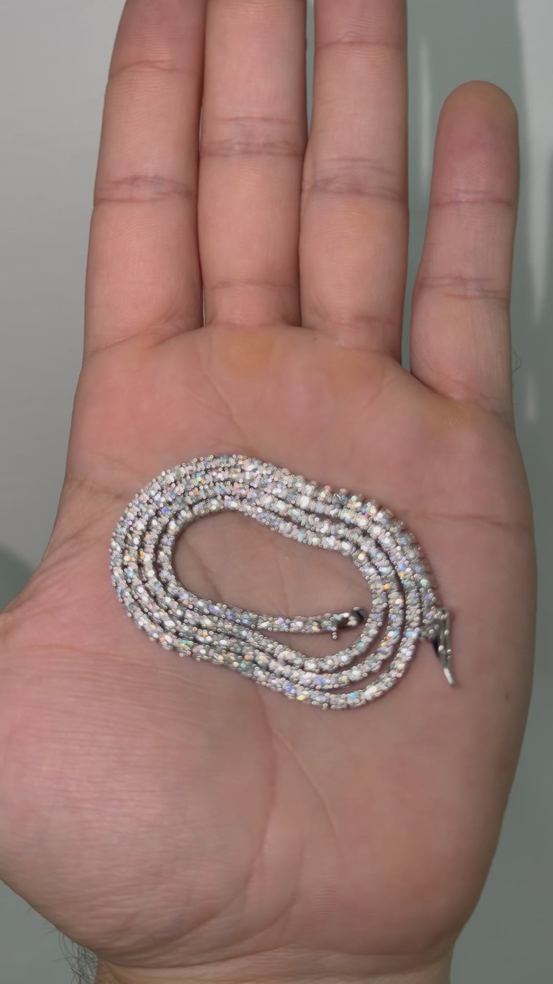 Cadena Tenis de Plata con Moissanita 2mm 45cm