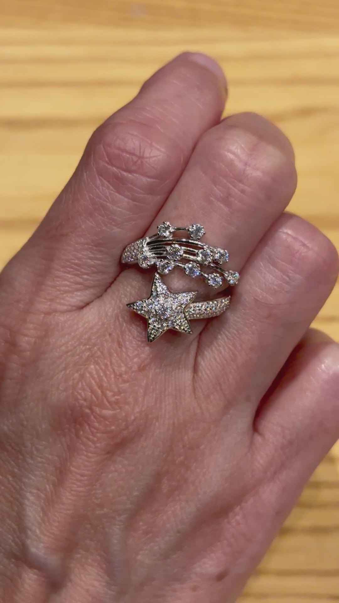 Anillo Estrella Fugaz De Plata con Moissanita